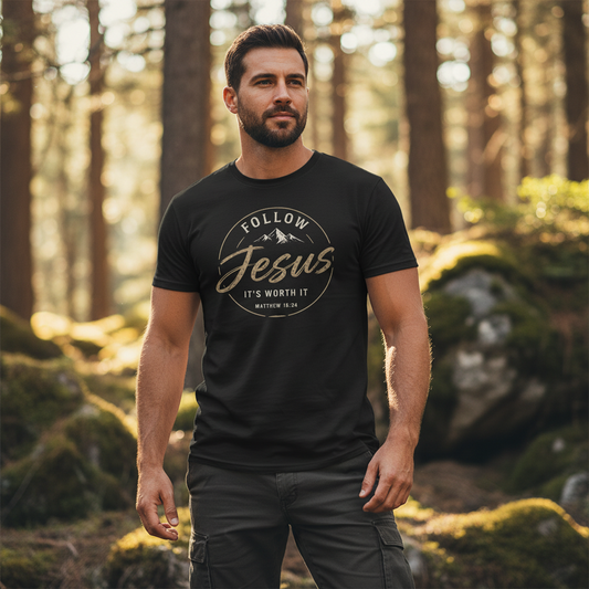 Follow Jesus Matthew 16:24 Faith T-Shirt