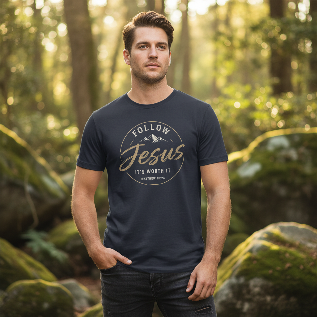 Follow Jesus Matthew 16:24 Faith T-Shirt