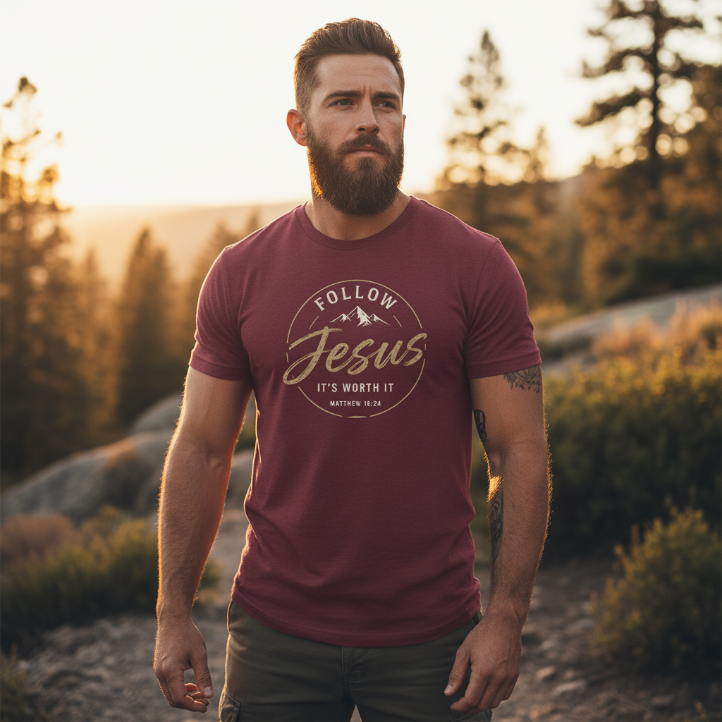 Follow Jesus Matthew 16:24 Faith T-Shirt