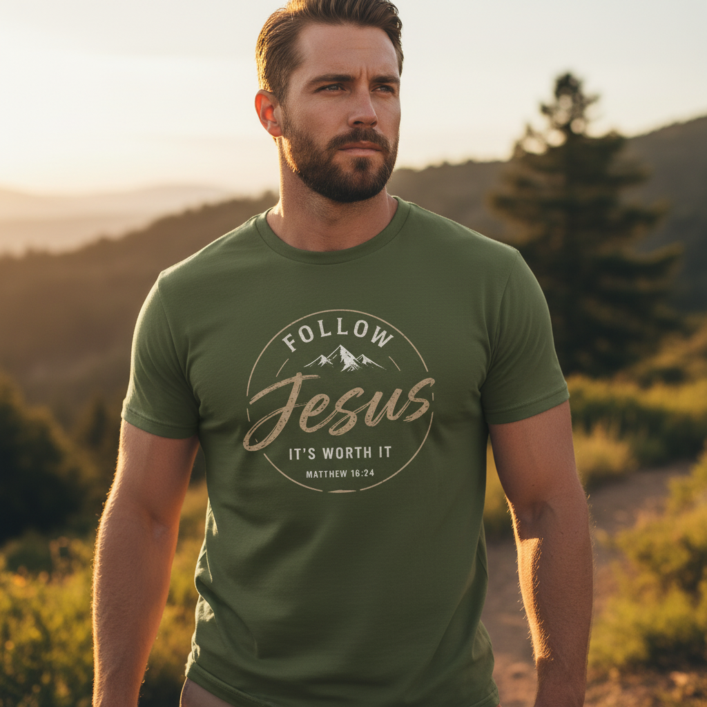 Follow Jesus Matthew 16:24 Faith T-Shirt