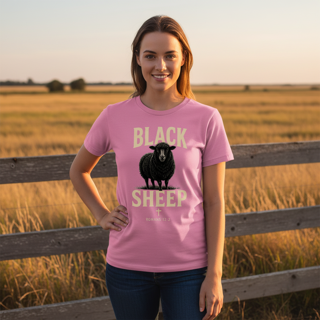 Black Sheep Romans 12:2 Faith T-Shirt | Front Print Only