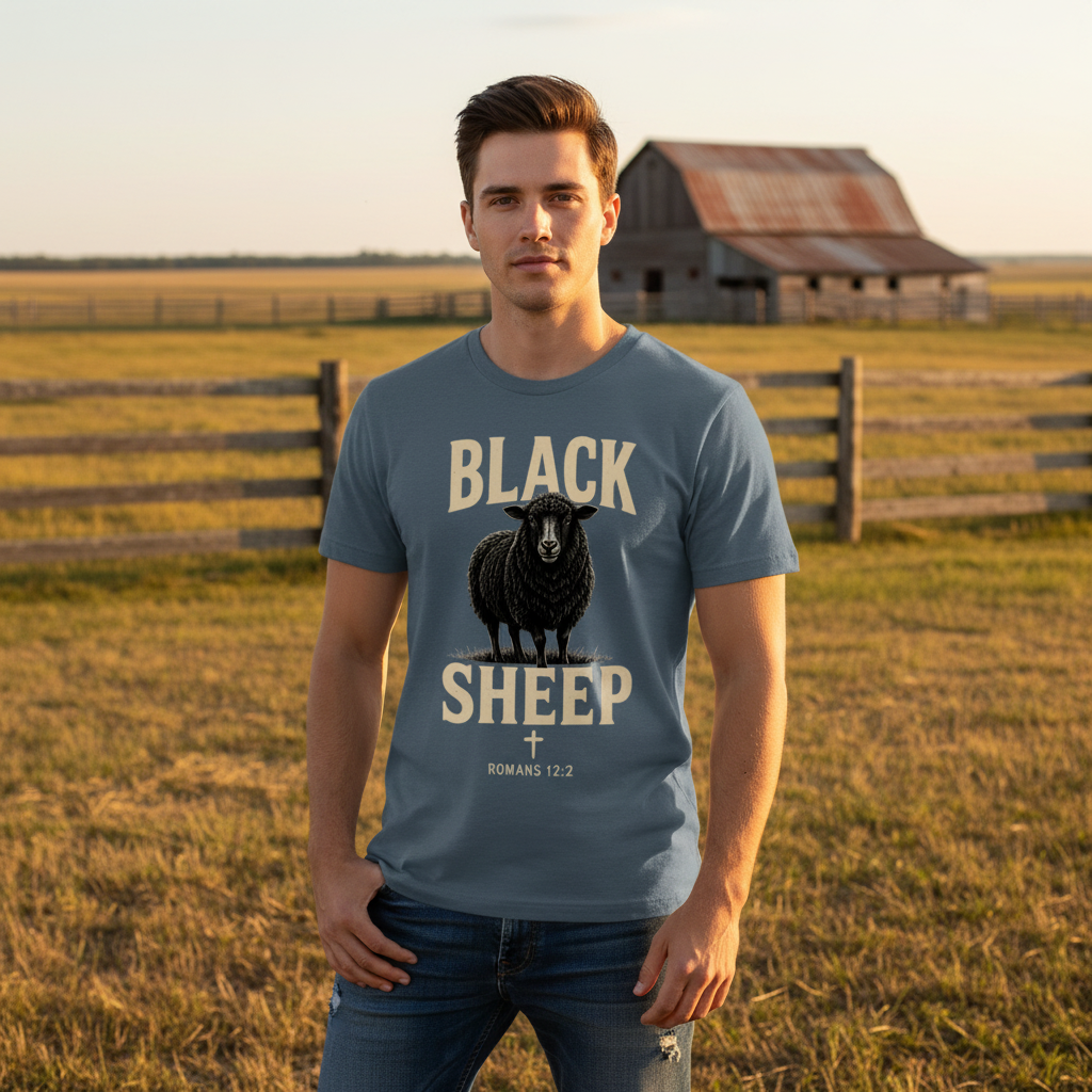 Black Sheep Romans 12:2 Faith T-Shirt | Front Print Only