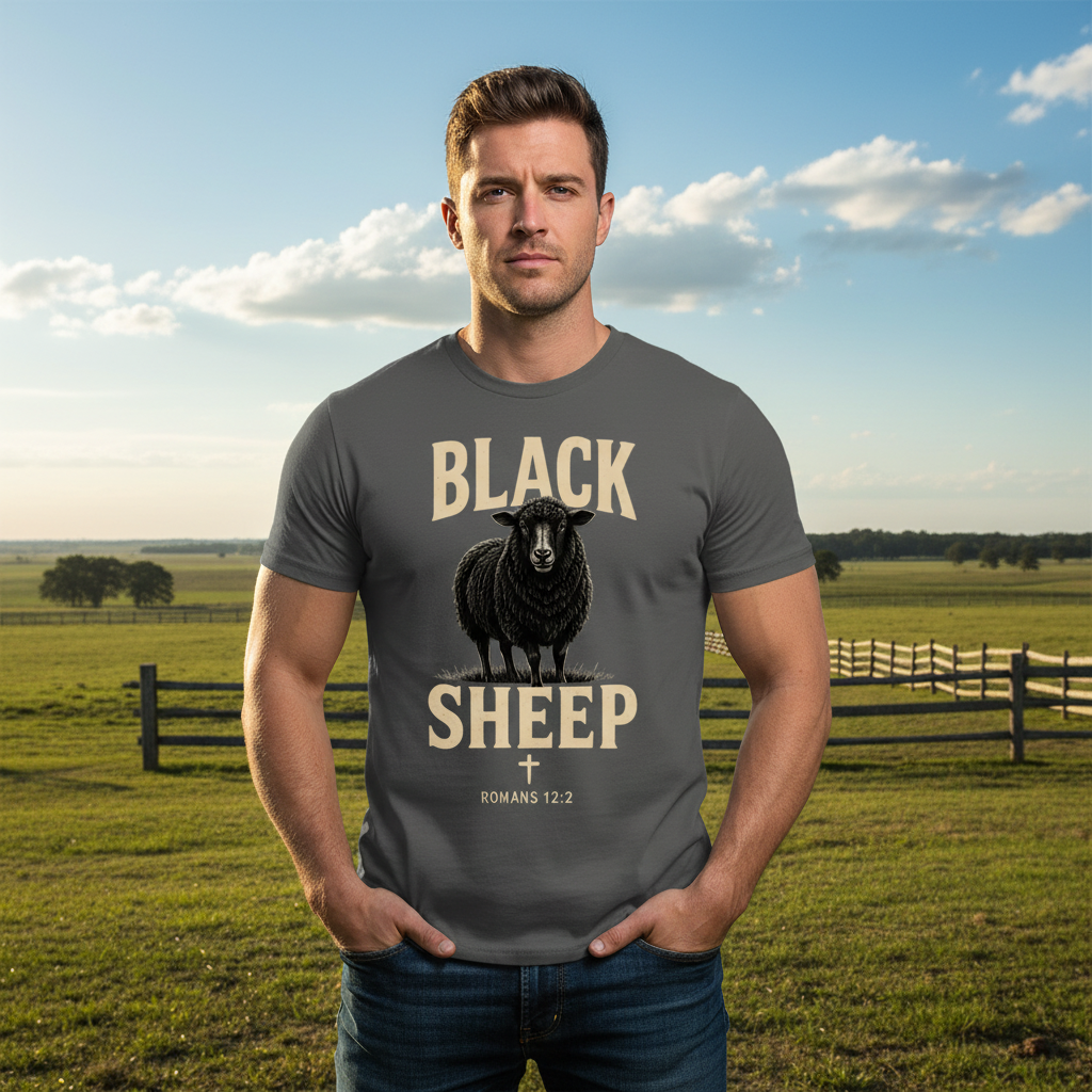 Black Sheep Romans 12:2 Faith T-Shirt | Front Print Only