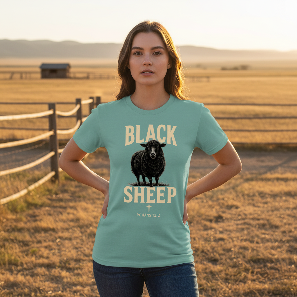 Black Sheep Romans 12:2 Faith T-Shirt | Front Print Only