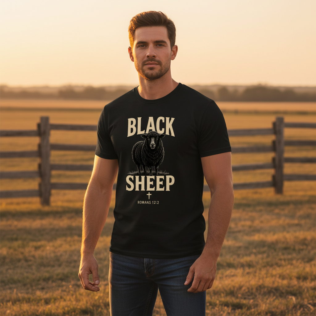 Black Sheep Romans 12:2 Faith T-Shirt | Front Print Only