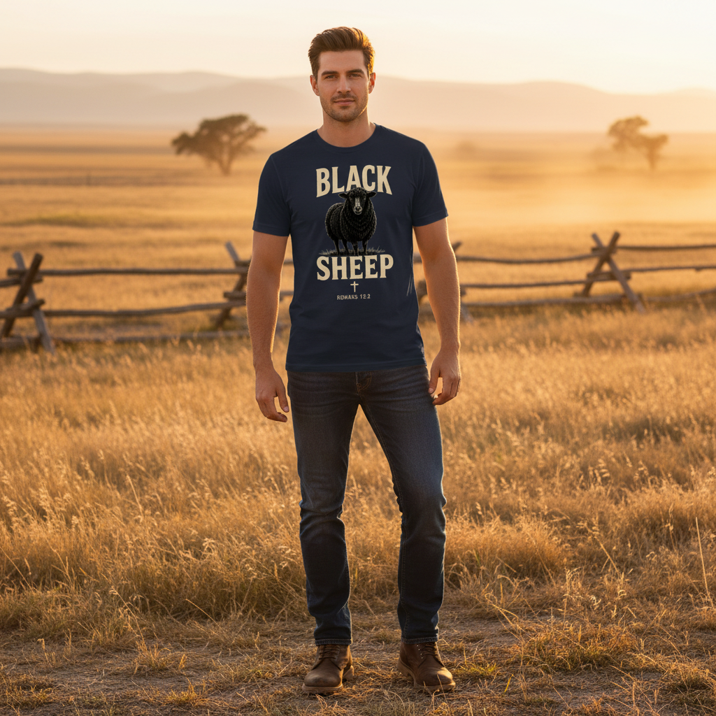 Black Sheep Romans 12:2 Faith T-Shirt | Front Print Only