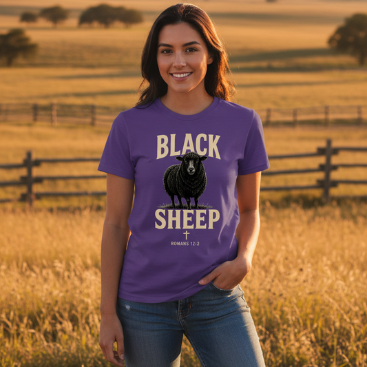 Black Sheep Romans 12:2 Faith T-Shirt | Front Print Only
