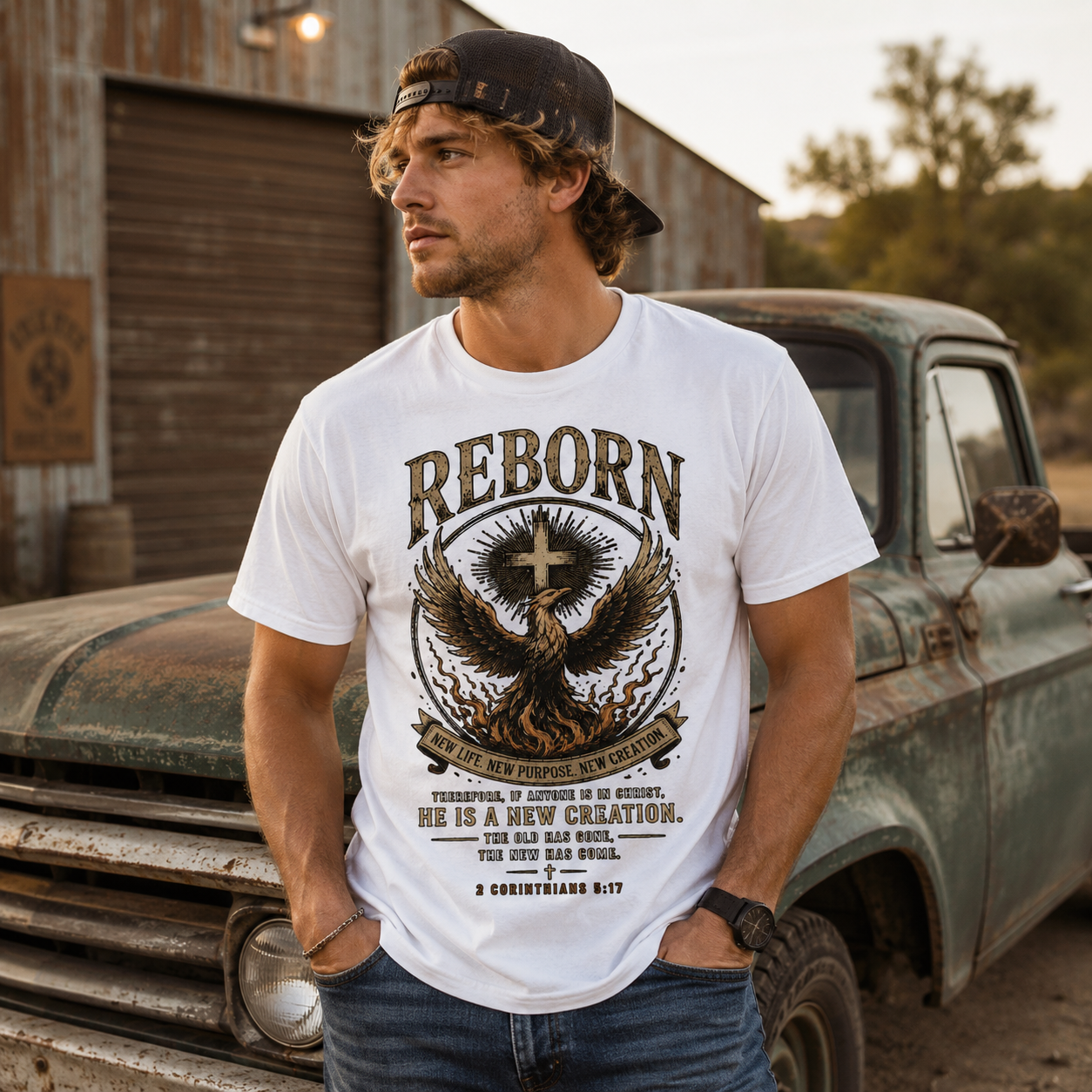 Reborn 2 Corinthians 5:17 Faith T-Shirt
