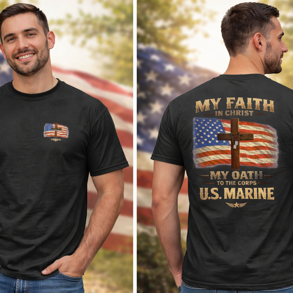 My Faith My Oath US Marines Faith T-Shirt BLACK Salvation FaithWear Apparel