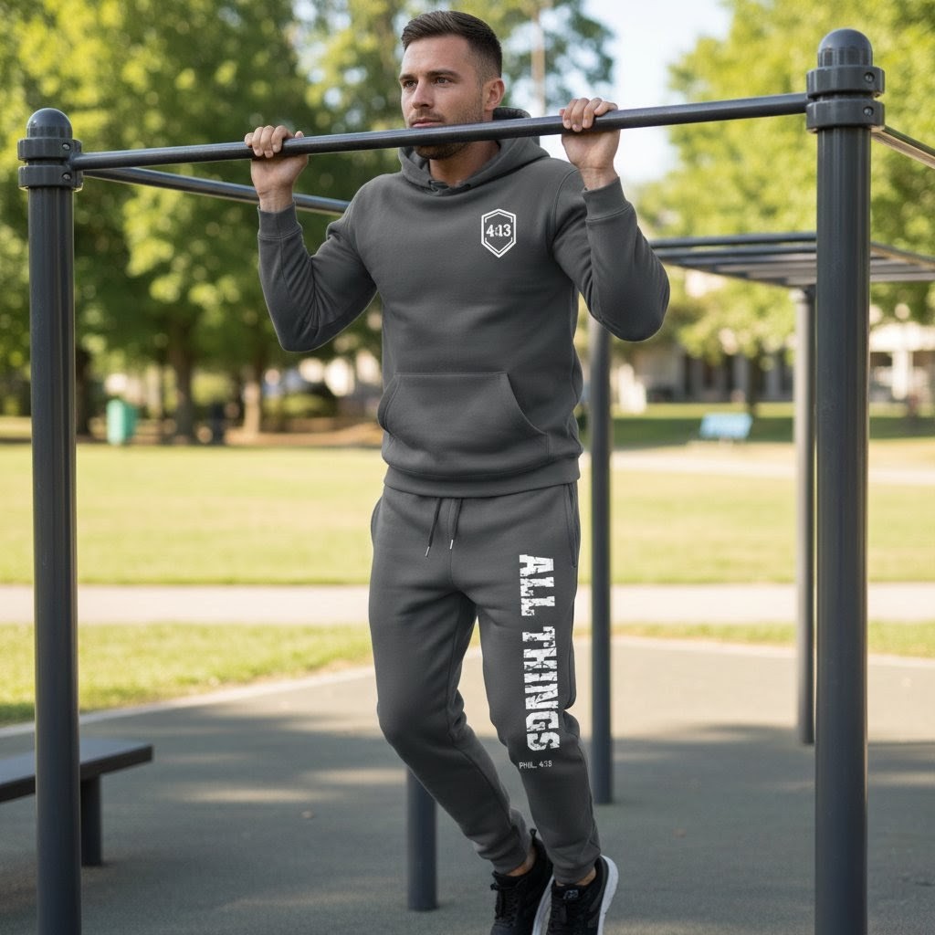 Active Wear Philippians 4:13-Faith Hoodie Dark Smoke Gry Salvation FaithWear Apparel