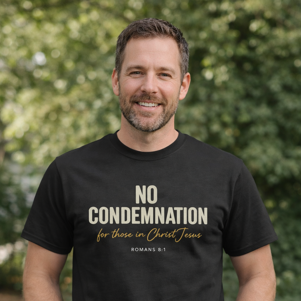 No Condemnation for those in Christ Romans 8:1 Faith T-Shirt