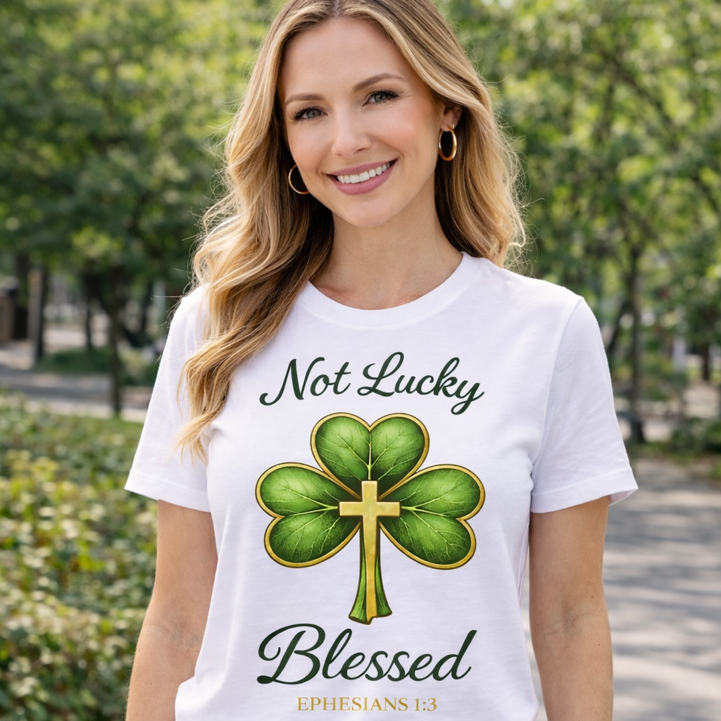 Not Lucky Blessed Ephesians 2:8 (St Patrick's Day) Faith T-Shirt