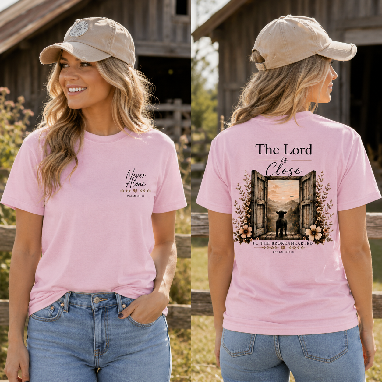 Never Alone Psalm 34:18 | Christian T-Shirt