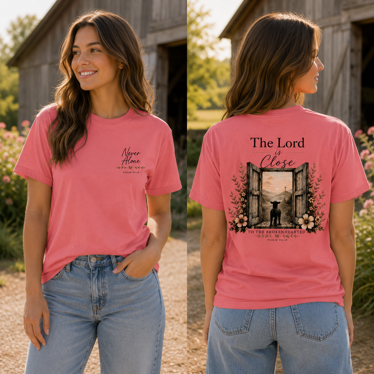 Never Alone Psalm 34:18 | Christian T-Shirt