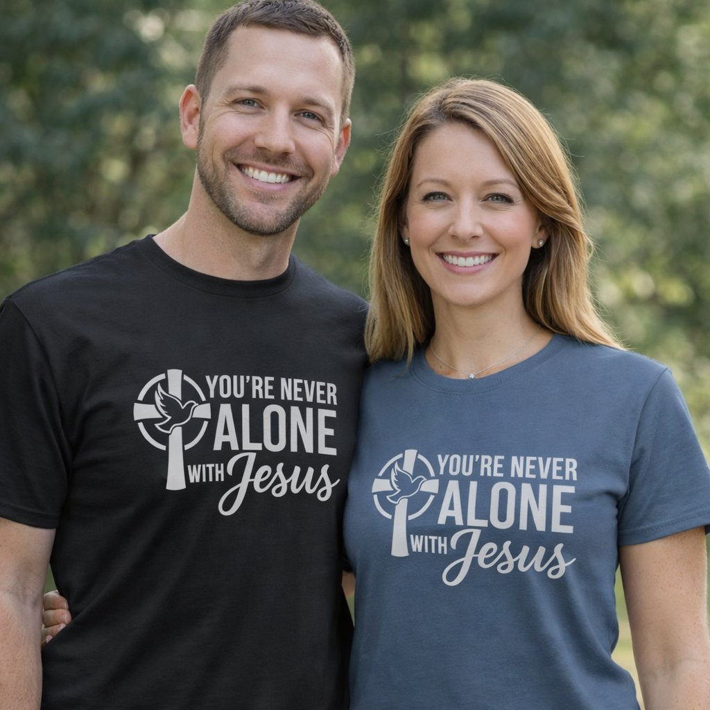 You're Never Alone with Jesus Faith T-Shirt