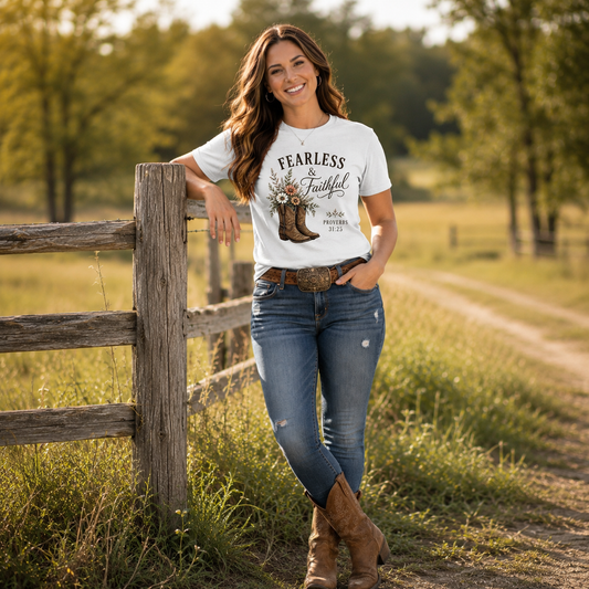 Faithful and Fearless Proverbs 31:25 | Christian T-Shirt
