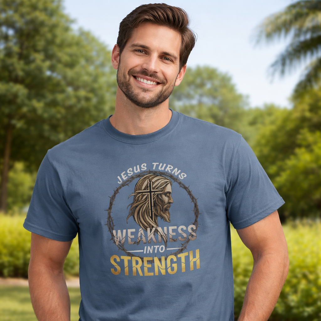 Jesus Turns Weakness into Strength Faith T-Shirt