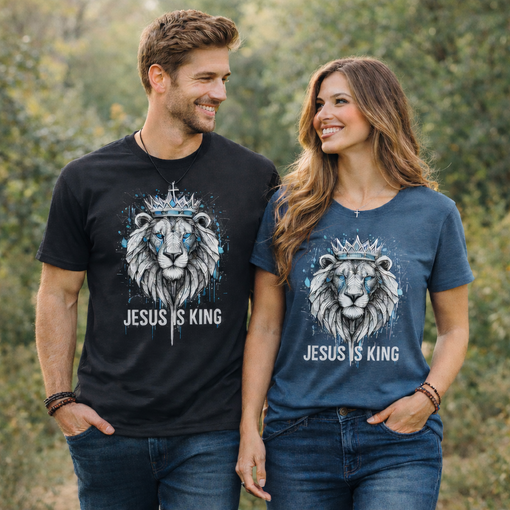 Jesus is King Faith T-Shirt INDIGO BLUE Salvation FaithWear Apparel