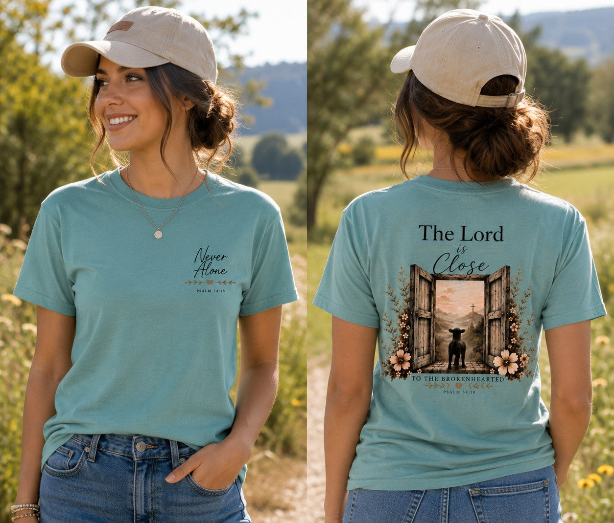 Never Alone Psalm 34:18 | Christian T-Shirt