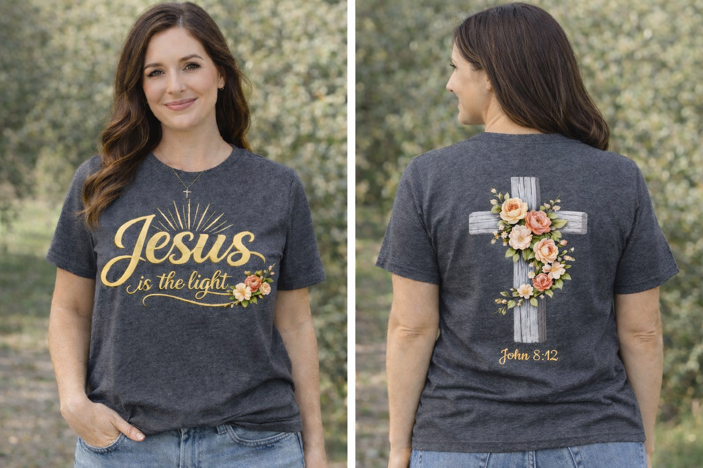 Jesus is the Light John 8:12 Faith T-Shirt