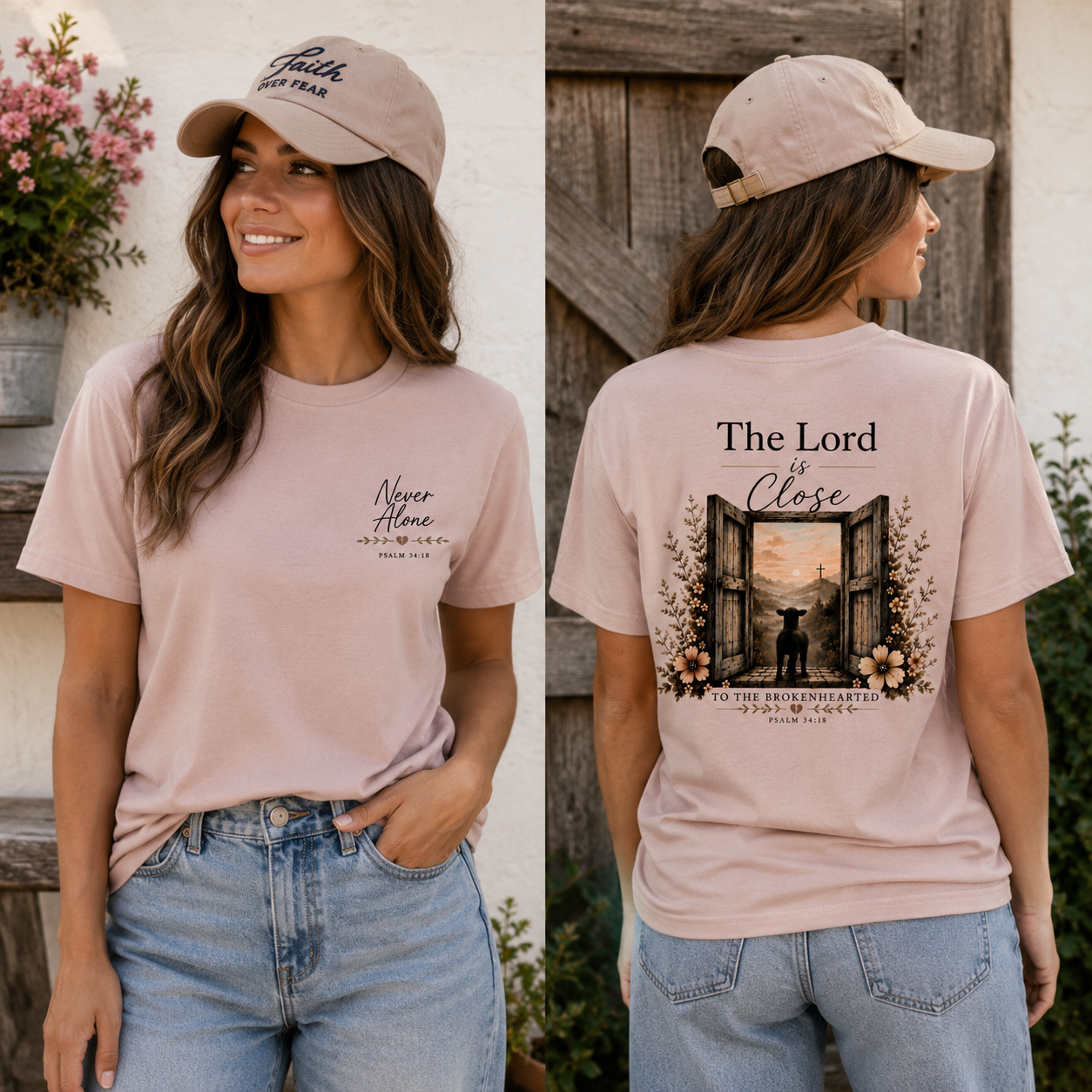 Never Alone Psalm 34:18 | Christian T-Shirt